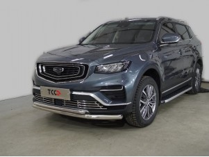 Защита передняя нижняя (двойная) 60,3/42,4 мм для Geely Atlas PRO 1.5L 4WD 2021 – н.в. GEELEATLP21-18