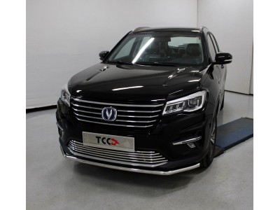 Защита переднего бампера 42 мм ТСС для Changan CS75 2020-2021