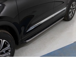 Пороги алюминиевые с пластиковой накладкой карбон серые для Chery Tiggo 8 № CHERTIG820-31GR