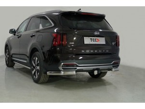 Защита заднего бампера овальные уголки 75х42 мм для Kia Sorento № KIASOR20-27