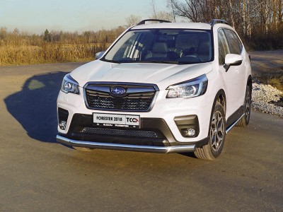 Защита передняя овальная 75х42 мм ТСС для Subaru Forester SK 2018-2021
