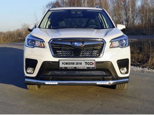 Защита передняя овальная с ДХО 75х42 мм для Subaru Forester SK № SUBFOR18-21