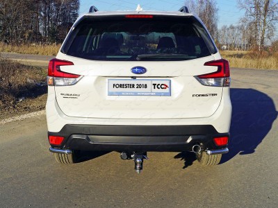 Защита задняя длинные уголки 42 мм ТСС для Subaru Forester SK 2018-2021