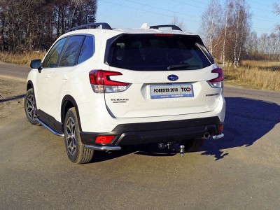 Защита задняя длинные уголки 42 мм ТСС для Subaru Forester SK 2018-2021