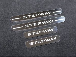 Накладки на пороги шлифованный лист надпись Stepway 4 штуки для Renault Sandero Stepway № RENSANST18-06