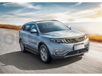 Пороги алюминиевые Rival Black New для Geely Atlas 2018-2021 F173ALB.1903.2