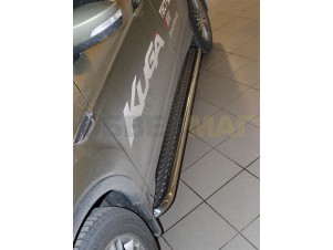 Пороги с площадкой алюминиевый лист 53 мм для Ford Kuga № FK2013_2
