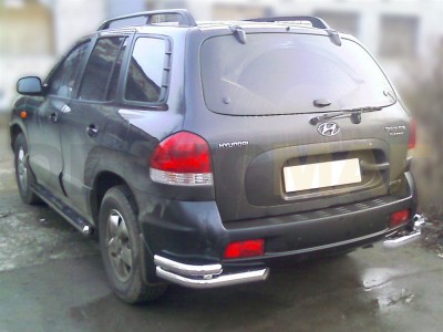 Защита задняя уголки двойные 60-43 мм для Hyundai Santa Fe Classic 2000-2012