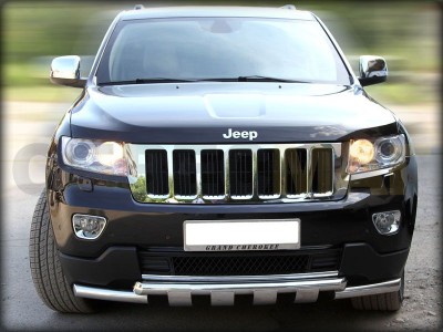 Дуга передняя по низу бампера d-60 с декоративной защитой картера для Jeep Grand Cherokee 2010-2013