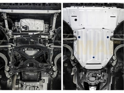 Защита радиатора, картера и КПП Rival алюминий 4 мм с крепежом для Audi Q8 2019