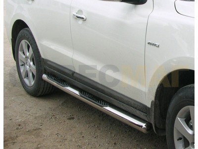 Пороги труба с накладками 76 мм Технотек для Kia Sorento 2006-2009