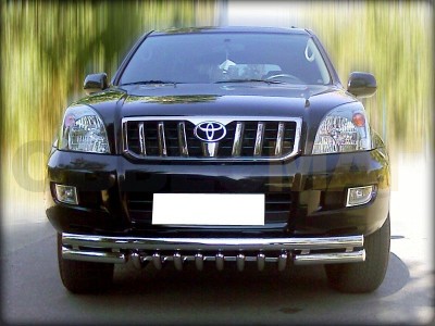 Защита передняя двойная 60-60 мм с защитой картера для Toyota Land Cruiser Prado 120 2002-2009