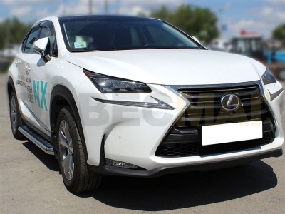 Пороги с площадкой алюминиевый лист 60 мм Технотек для Lexus NX200t 2014-2017