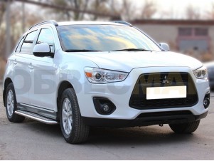 Пороги с площадкой алюминиевый лист 60 мм для Mitsubishi ASX № MASX2010_2.1