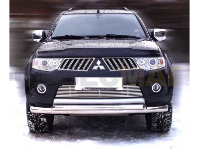 Защита передняя двойная 76-60 мм для Mitsubishi Pajero Sport 2008-2013