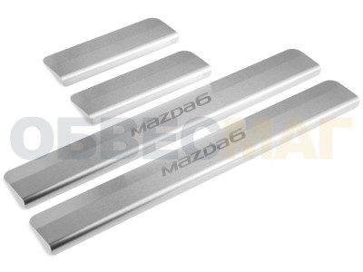 Накладки на пороги Rival с надписью, 4 шт для Mazda 6 2012-2019