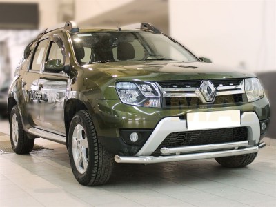 Защита передняя двойная 60-53 мм для Renault Duster 2015-2021