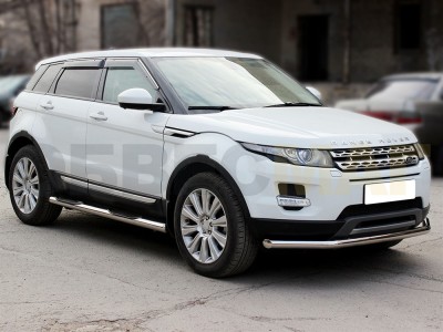 Пороги труба с накладками 76 мм Технотек для Range Rover Evoque 2011-2018