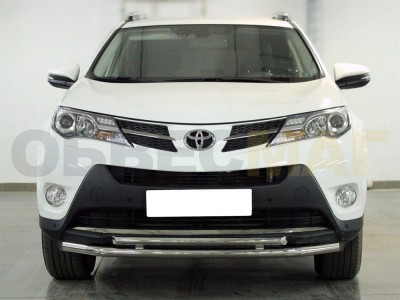 Защита передняя двойная 53-43 мм с двумя загибами для Toyota RAV-4 2013-2015
