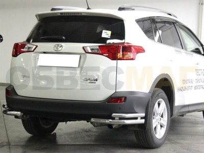 Защита задняя уголки двойные 53-43 мм для Toyota RAV-4 2013-2015