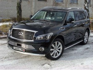 Защита передняя овальная 75х42 мм для Infiniti QX56 № INFQX5611-01