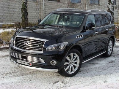 Защита передняя овальная 75х42 мм ТСС для Infiniti QX56 2010-2013