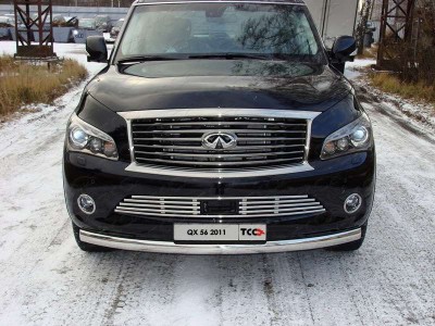 Защита передняя овальная 75х42 мм ТСС для Infiniti QX56 2010-2013