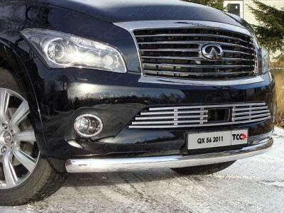 Защита передняя овальная 75х42 мм ТСС для Infiniti QX56 2010-2013