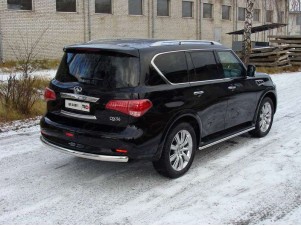 Защита заднего бампера овальная 75х42 мм для Infiniti QX56 № INFQX5611-05