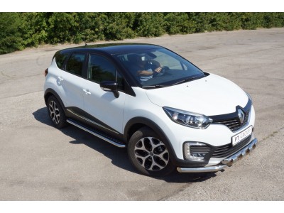 Защита порогов с алюм. площадкой d=51 мм (НПС) для Renault Kaptur 2016-2022