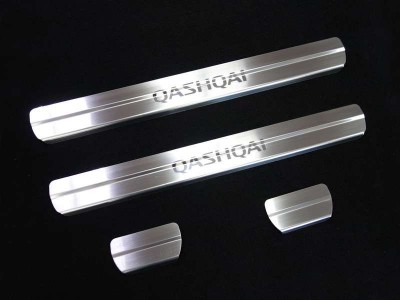 Накладки на пороги лист шлифованный надпись Qashqai ТСС для Nissan Qashqai 2014-2021
