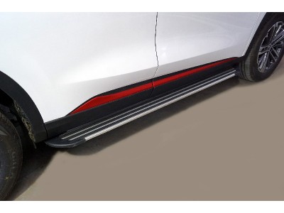 Пороги алюминиевые Slim Line Silver 1720 мм ТСС для Changan CS75 plus II 2022 – н.в.