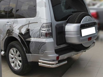 Защита заднего бампера "уголки" d 76+53 для Mitsubishi Pajero 4 2006-2011