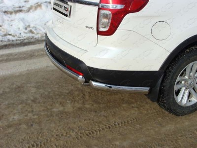 Защита заднего бампера овальная длинная 75х42 мм ТСС для Ford Explorer 2011-2015