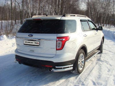 Защита задняя двойные уголки 76-42 мм ТСС для Ford Explorer 2011-2015