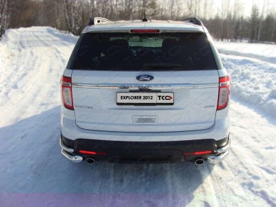 Защита задняя двойные уголки 76-42 мм ТСС для Ford Explorer 2011-2015