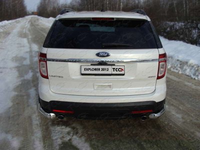Защита заднего бампера уголки 76 мм ТСС для Ford Explorer 2011-2015