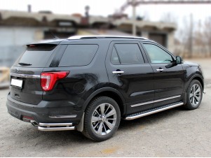 Защита заднего бампера"уголки" двойные d-60+43 для Ford Explorer 2017 – н.в. FE2017_3.1
