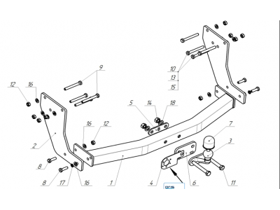 Фаркоп для Sollers Atlant (короткая база) 2022-н.в. фланцевое крепление шара