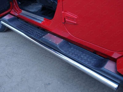 Накладки на пластиковые пороги декоративные (комплект 6 шт.) ТСС для Jeep Wrangler 5D 2010-2018