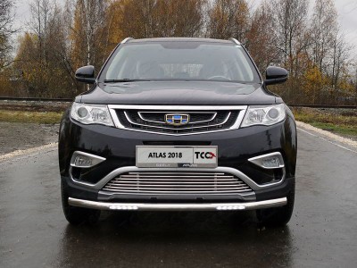Защита переднего бампера с ДХО 60 мм для Geely Atlas 2018-2021