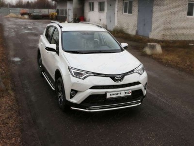 Защита переднего бампера 60 мм ТСС для Toyota RAV4 2015-2019