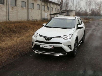 Защита передняя овальная с ДХО 75х42 мм ТСС для Toyota RAV4 2015-2019