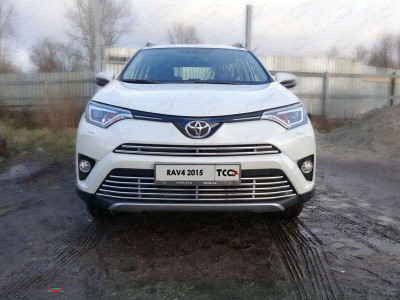 Накладка решётки радиатора верхняя 16 мм ТСС для Toyota RAV4 2015-2019