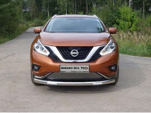 Защита передняя овальная с ДХО 75х42 мм для Nissan Murano № NISMUR16-05