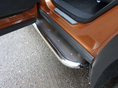 Пороги с площадкой нержавеющий лист 42 мм ТСС для Nissan Murano 2016-2021