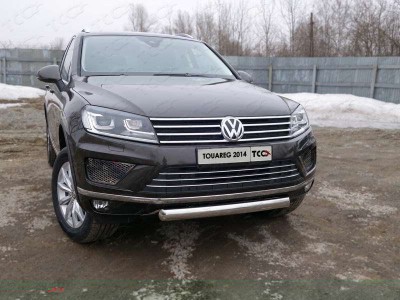 Защита передняя овальная 75х42 мм ТСС для Volkswagen Touareg 2014-2017