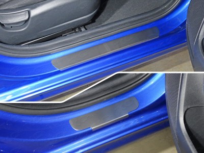 Накладки на пороги шлифованный лист 4 штуки ТСС для Kia Rio 2018-2021