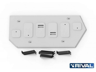 Защита топливного бака + комплект крепежа, Rival, Алюминий для Voyah Free EVR,  V-1.5, Гибрид, Автомат, полный, 2023-н.в.