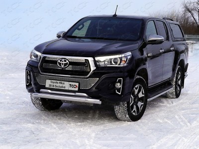 Защита переднего бампера 76 мм ТСС для Toyota Hilux Exclusive 2018-2021